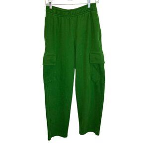 TNA Cozy Fleece Cargo Pants Green Jogger Sweatpants